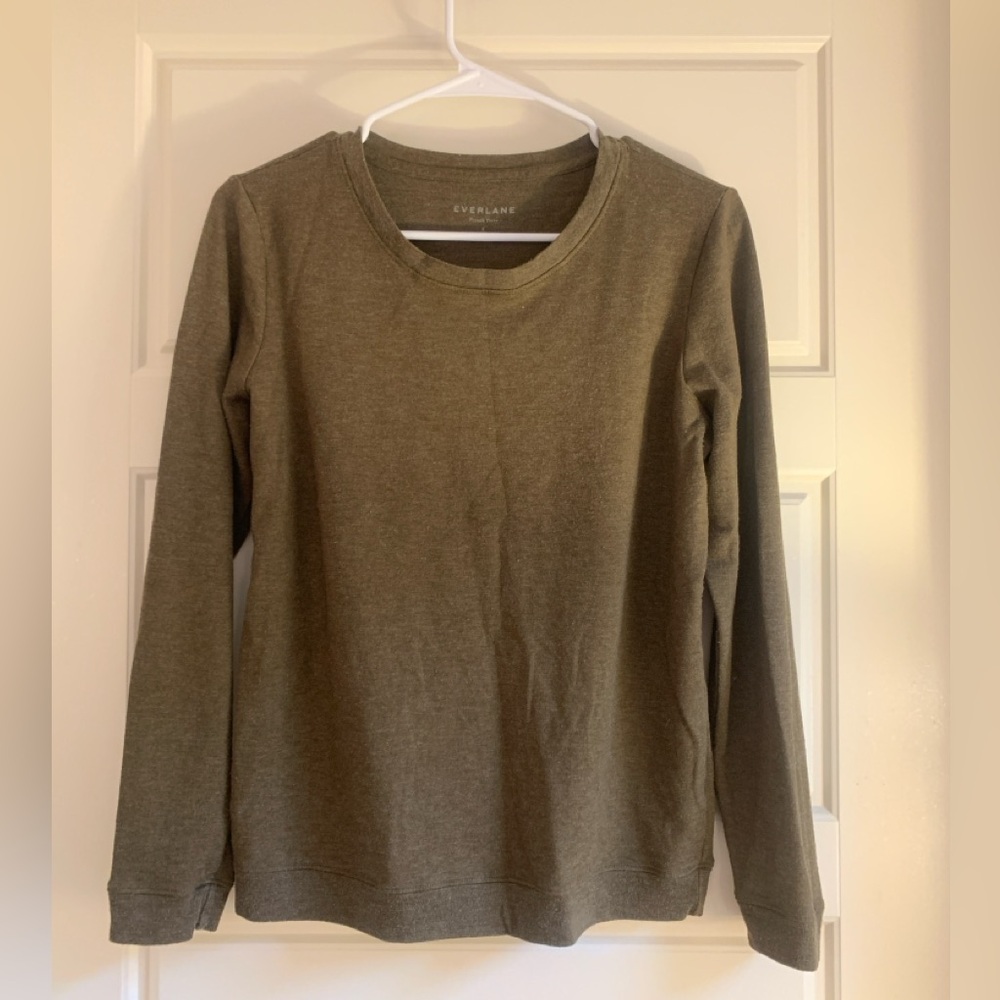 everlane vintage terry sweatshirt - olive green